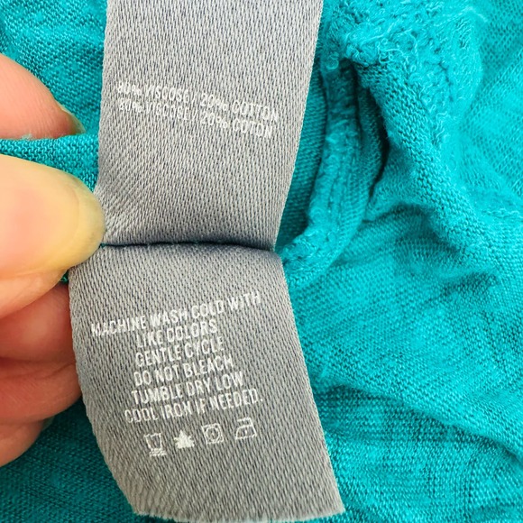 Aerie Round Neck Tissue Turquoise Cotton Long Sleeve Loose Fit Top Size Medium - Picture 7 of 8